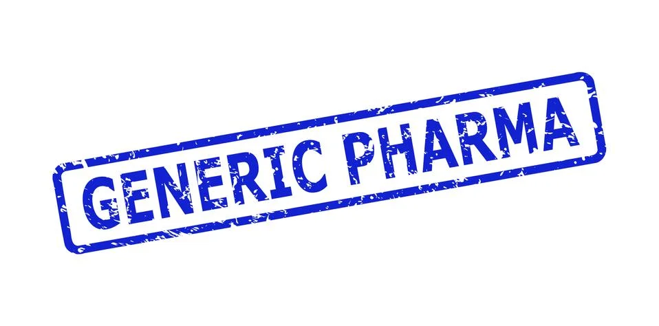 GENERIC PHARMA Stamp with Corroded Texture and Rounded Rect Frame Illustrazione stock