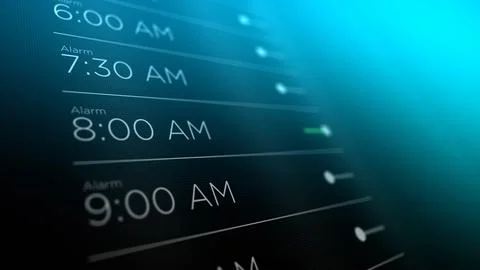 Generic Phone App Screen with Alarms Set - 8-00 Alarm Set 10 Stock Illustration