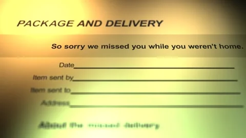 A Generic Postal Missed Delivery or Package Form Stock Footage 333642766