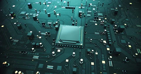 Generic Powerful CPU Processor With High Tech Motherboard. AI Technology. Stock Footage 264641812
