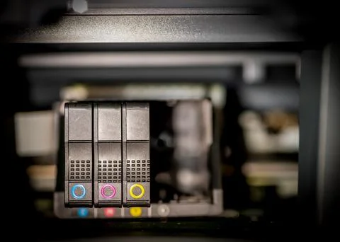 Generic printer ink cartridge being replaced Stock Photos