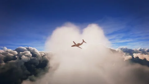 Generic private airplane flying through clouds Stock Footage 239379207