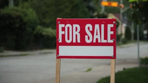 generic for sale sign on front lawn of r... | Stock Video | Pond5