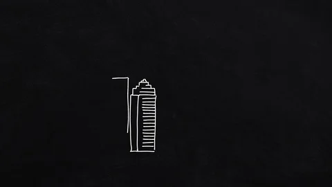 Generic skyline sketch - selfdrawing lines Stock Footage 110958087