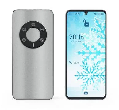 Generic smartphone with fictitious screen interface and camera design isol... Stock Photos