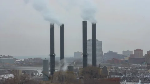 Generic Smoke and Steam Stacks in a Bustling Metropolis 4K Timelapse Stock Footage 63107759