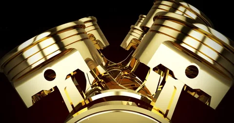 Generic sport car V8 engine revving up with glowing mechanical parts. Stock Footage 320636022