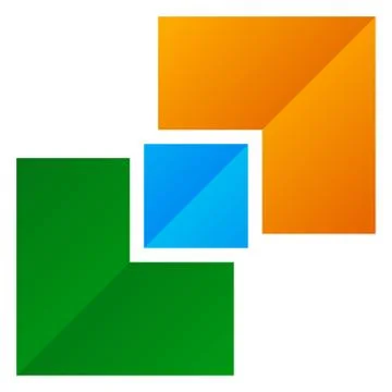 Generic symbol with overlapping squares. Conceptual icon for unity, connectio Illustrazione stock