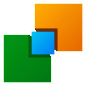 Generic symbol with overlapping squares. Conceptual icon for unity, connectio 스톡 일러스트