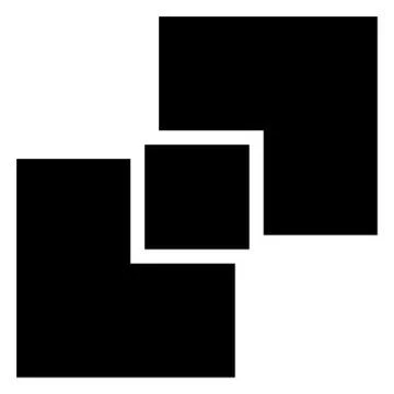 Generic symbol with overlapping squares. Conceptual icon for unity, connectio Illustrazione stock