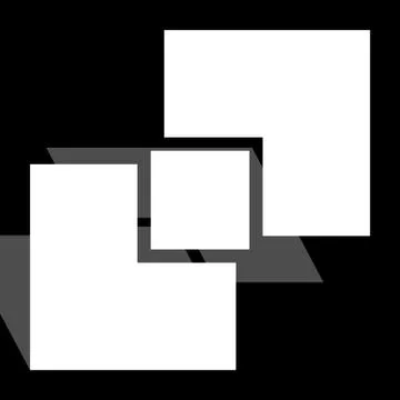 Generic symbol with overlapping squares. Conceptual icon for unity, connectio Illustrazione stock