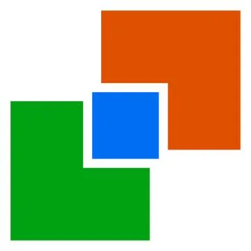Generic symbol with overlapping squares. Conceptual icon for unity, connectio Illustrazione stock
