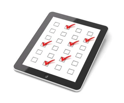 Generic tablet PC with checkboxes Stock Illustration