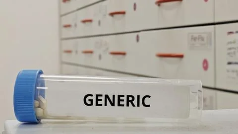 GENERIC tablets used as cost effective alternatives to branded medicines 库存照片