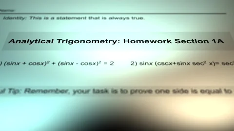 Generic Trigonometry Homework Assignment for High School Stock Footage 316726089