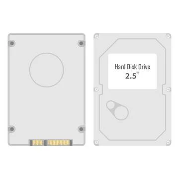 Generic Unbranded 2.5 Inch Hard Disk Drive HDD Front and Back View Stock Illustration