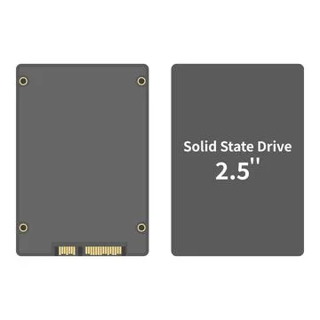 Generic Unbranded 2.5 Inch SSD Storage Drive, Front and Back View Stock Illustration