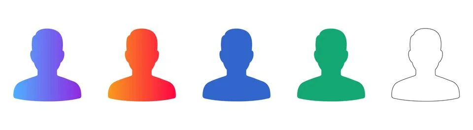 Generic User Profile Avatar Icons for Account Management Stock Illustration