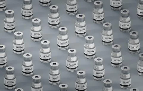 Generic Vaccines Lined Up, Isometric View, Pattern Stock-Illustration