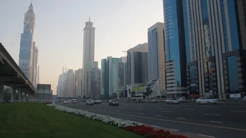 A generic view of one of the busiest roads of Dubai, Sheikh Zayed Road Stock Footage 86624166