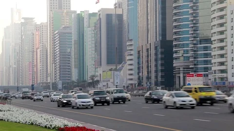 A generic view of one of the busiest roads of Dubai, Sheikh Zayed Road Stock Footage 86636690