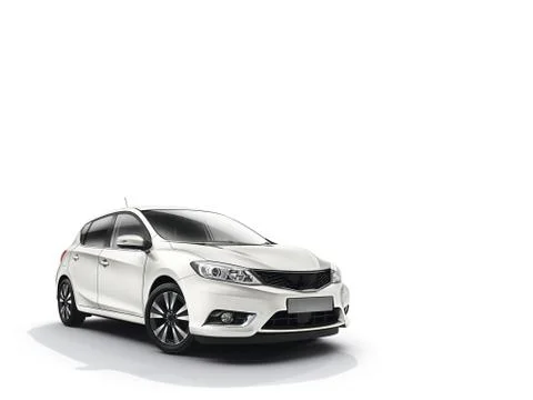 Generic white car view in white background Stock Photos