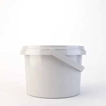 Generic White Cleaning Tub with Lid 3D Render Stock Illustration
