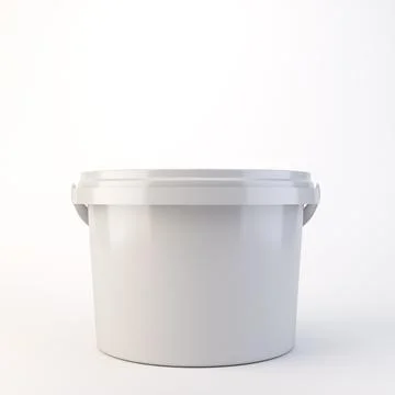 Generic White Cleaning Tub with Lid 3D Render Stock Illustration