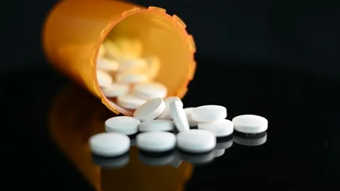 Generic White Pills with Bottle Rotating Stock Footage 232278958