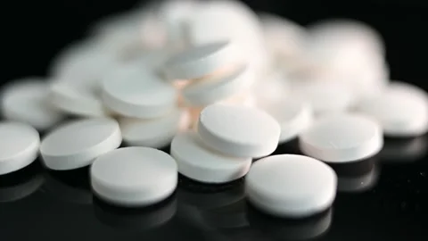 Generic White Pills Rotating - Close Up Stock Footage 232278889