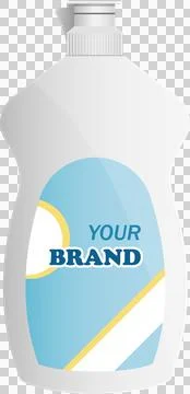 Generic white plastic bottle with label for liquid soap or lotion isolated .. Stock Illustration