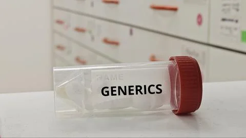 GENERICS tablets used as equivalent alternatives to branded medications Stock Photos