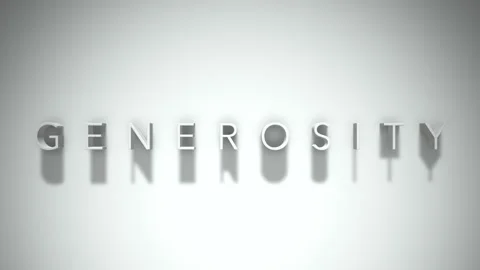 Generosity 3D title animation text with shadows on a white background Stock Footage 258616426