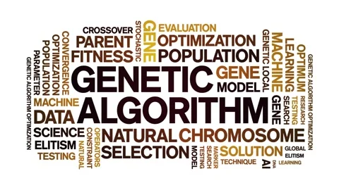 Genetic Algorithm animated word cloud,animation tag kinetic typography loop. Stock-Footage 293760306