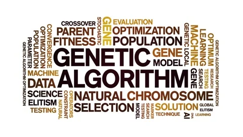 Genetic Algorithm animated word cloud,animation tag kinetic typography loop. Video stock 293760319