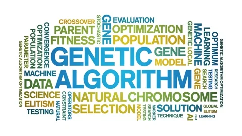 Genetic Algorithm animated word cloud,animation tag kinetic typography loop. Video stock 293760333