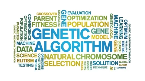 Genetic Algorithm animated word cloud,animation tag kinetic typography loop. Video stock 293760346
