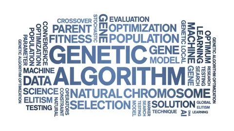 Genetic Algorithm animated word cloud,animation tag kinetic typography loop. Video stock 293760360