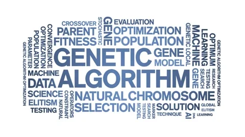 Genetic Algorithm animated word cloud,animation tag kinetic typography loop. Video stock 293760366