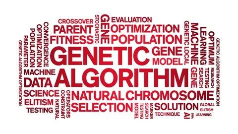 Genetic Algorithm animated word cloud,animation tag kinetic typography loop. Video stock 293760382