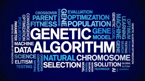 Genetic Algorithm animated word cloud,animation tag kinetic typography loop. Video stock 293760517