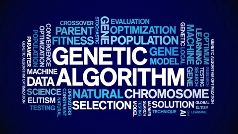 Genetic Algorithm animated word cloud,animation tag kinetic typography loop. Video stock 293760618