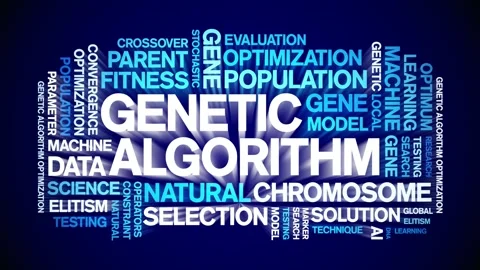 Genetic Algorithm animated word cloud,animation tag kinetic typography loop. Video stock 293760650