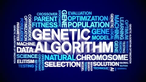 Genetic Algorithm animated word cloud,animation tag kinetic typography loop. Video stock 293760703