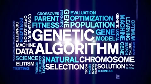 Genetic Algorithm animated word cloud,animation tag kinetic typography loop. Video stock 293760743