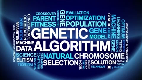 Genetic Algorithm animated word cloud,animation tag kinetic typography loop. Video stock 293760811