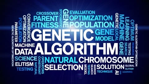 Genetic Algorithm animated word cloud,animation tag kinetic typography loop. Video stock 293760828