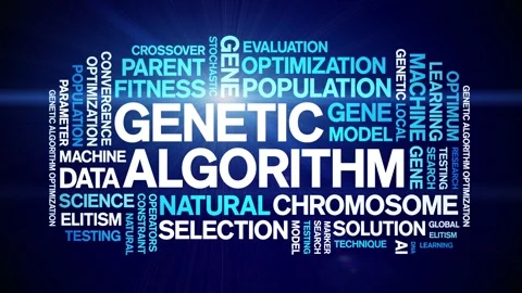 Genetic Algorithm animated word cloud,animation tag kinetic typography loop. Video stock 293760846