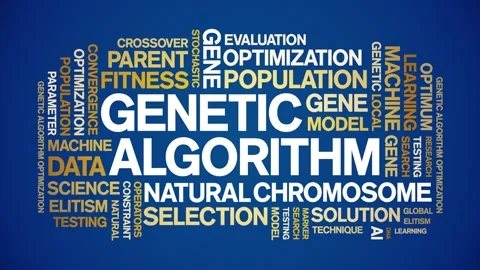 Genetic Algorithm animated word cloud,animation tag kinetic typography loop. Video stock 293760963