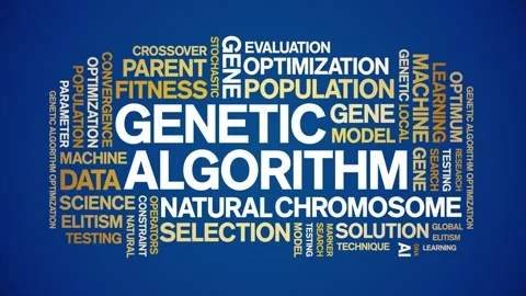 Genetic Algorithm animated word cloud,animation tag kinetic typography loop. Video stock 293761155